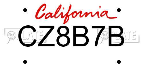 CZ8B7B California License Plate