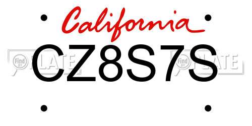 CZ8S7S California License Plate