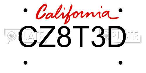 CZ8T3D California License Plate