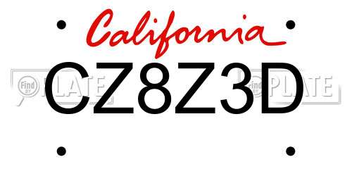 CZ8Z3D California License Plate