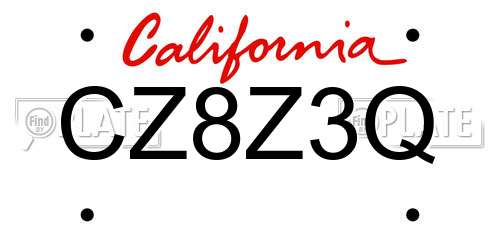 CZ8Z3Q California License Plate