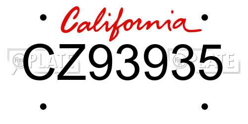 CZ93935 California License Plate