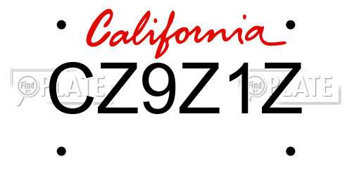 CZ9Z1Z California License Plate