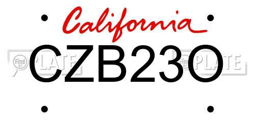 CZB23O California License Plate