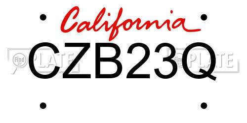 CZB23Q California License Plate