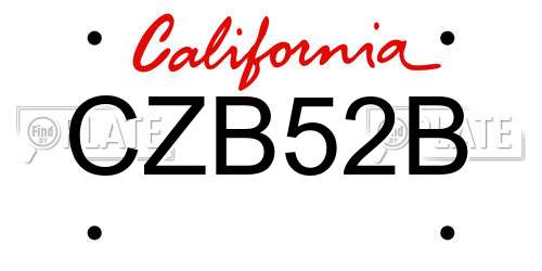 CZB52B California License Plate