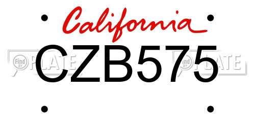 CZB575 California License Plate