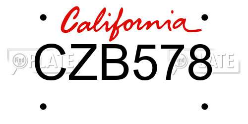 CZB578 California License Plate