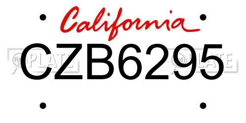 CZB6295 California License Plate
