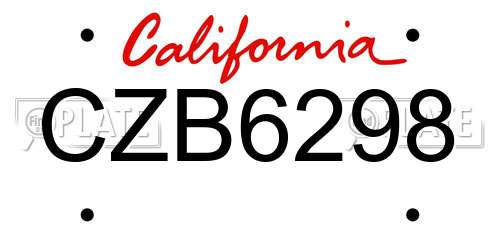 CZB6298 California License Plate