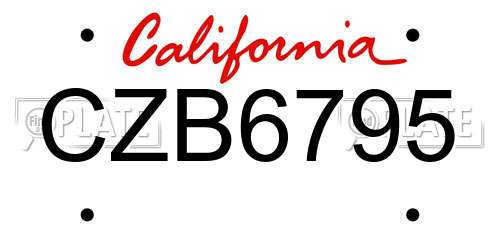 CZB6795 California License Plate