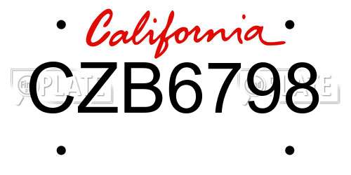 CZB6798 California License Plate