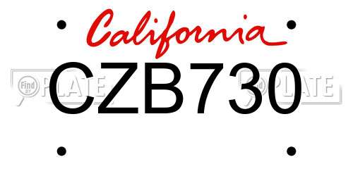 CZB730 California License Plate