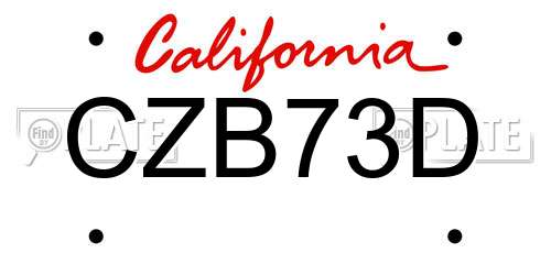 CZB73D California License Plate