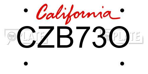CZB73O California License Plate