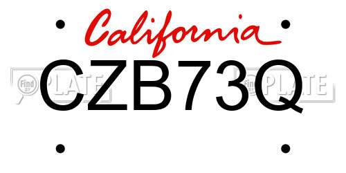 CZB73Q California License Plate