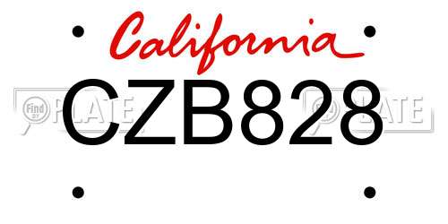 CZB828 California License Plate