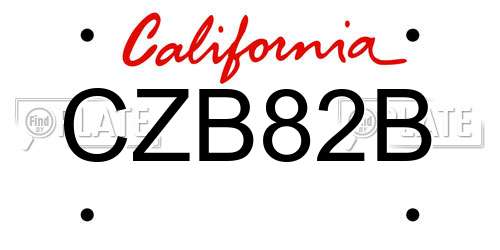 CZB82B California License Plate