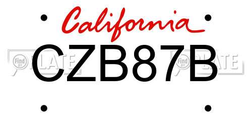 CZB87B California License Plate