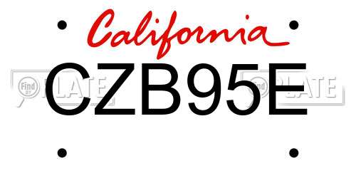 CZB95E California License Plate