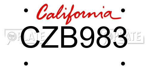 CZB983 California License Plate