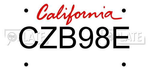 CZB98E California License Plate