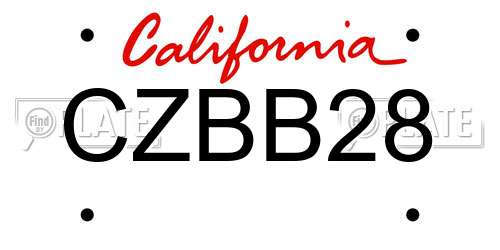 CZBB28 California License Plate