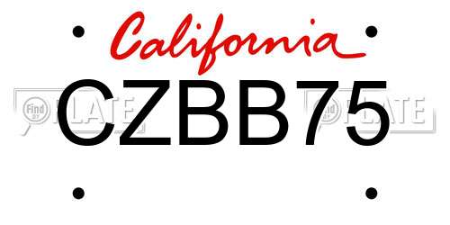 CZBB75 California License Plate