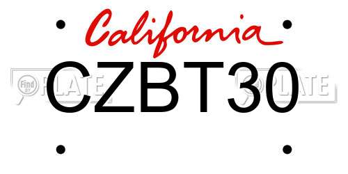 CZBT30 California License Plate