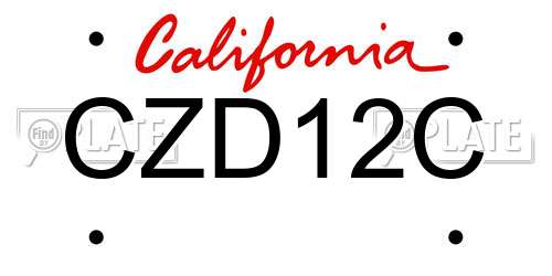 CZD12C California License Plate