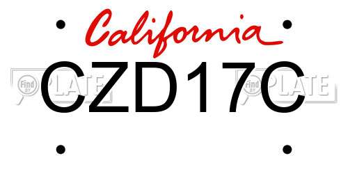 CZD17C California License Plate