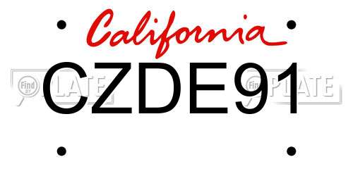 CZDE91 California License Plate