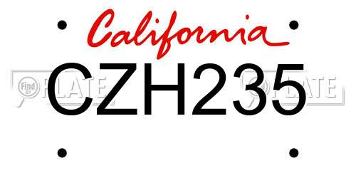 CZH235 California License Plate