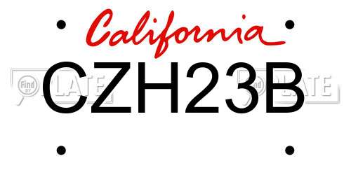 CZH23B California License Plate