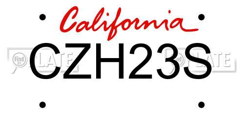 CZH23S California License Plate