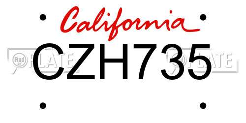 CZH735 California License Plate