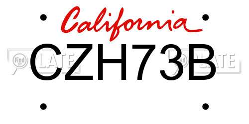 CZH73B California License Plate
