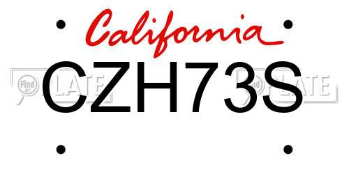 CZH73S California License Plate