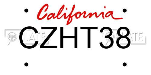 CZHT38 California License Plate
