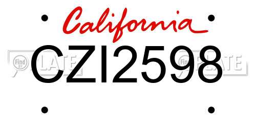 CZI2598 California License Plate
