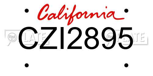CZI2895 California License Plate