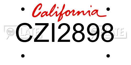 CZI2898 California License Plate