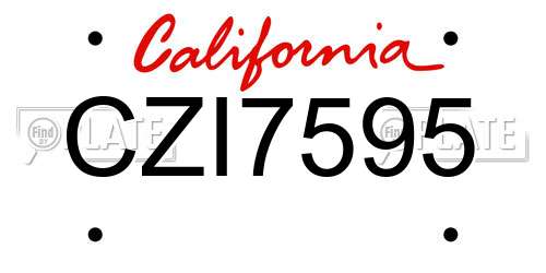 CZI7595 California License Plate