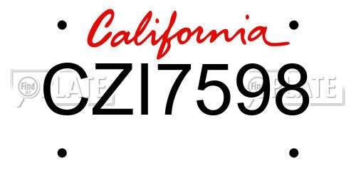 CZI7598 California License Plate