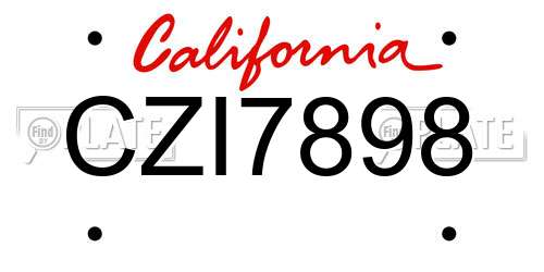 CZI7898 California License Plate