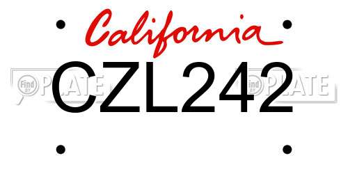 CZL242 California License Plate