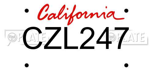 CZL247 California License Plate