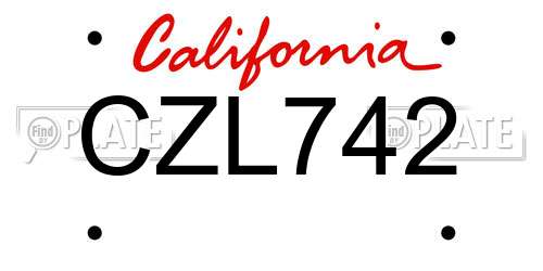 CZL742 California License Plate
