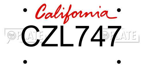 CZL747 California License Plate