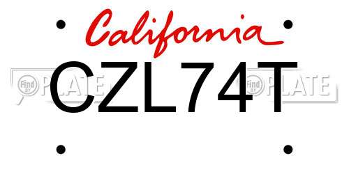 CZL74T California License Plate